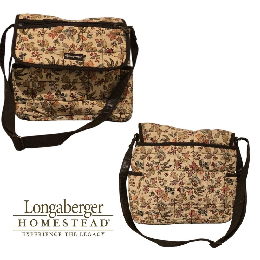 Longaberger Floral Messenger Bag Crossbody Laptop Diaper Travel
